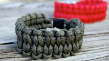 two paracord bracelets on the table | How To Make A Paracord Bracelet: Blaze Bar Quick Deploy | how to make a paracord bracelet | how to make a paracord bracelet step by step | Featured
