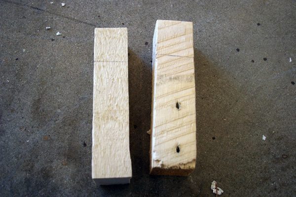 Two spacers made out of pallet wood.