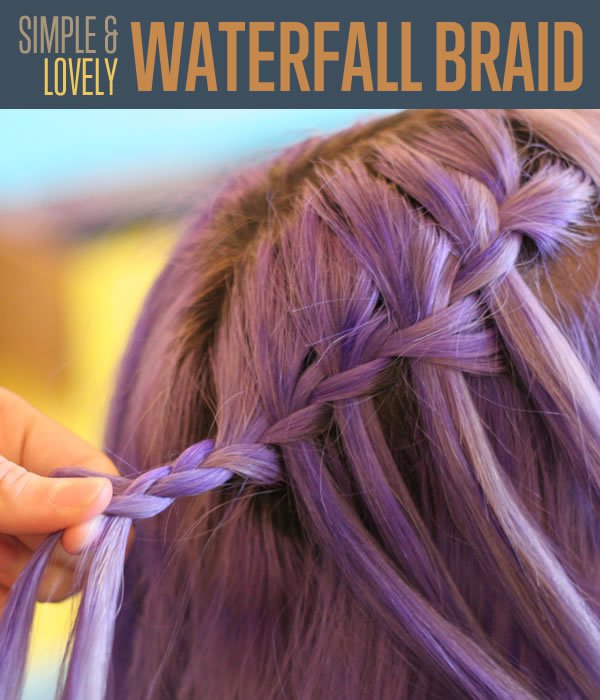waterfall braid, how to make a waterfall braid, braided hair tutorial, step-by-step braid, easy waterfall braid