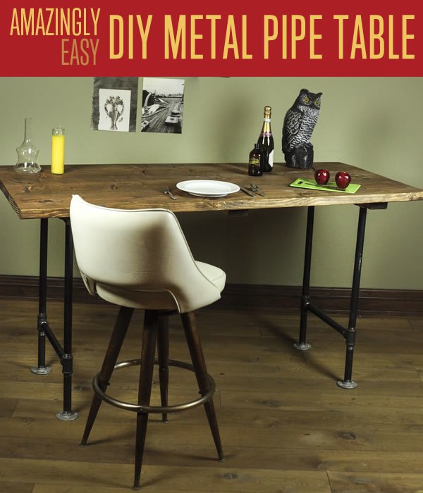 DIY Pipe Leg Table | Workbench Plans And Rustic Furniture Tutorial | https://diyprojects.com/diy-pipe-leg-table/