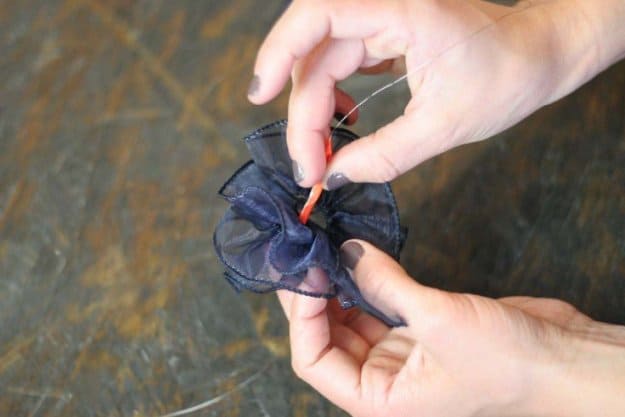 Poke the Wire Through Middle 2 | How to Tie a Bow | Make 3 Beautiful Bows With Ribbon | How To Make A Bow With Wired Ribbon