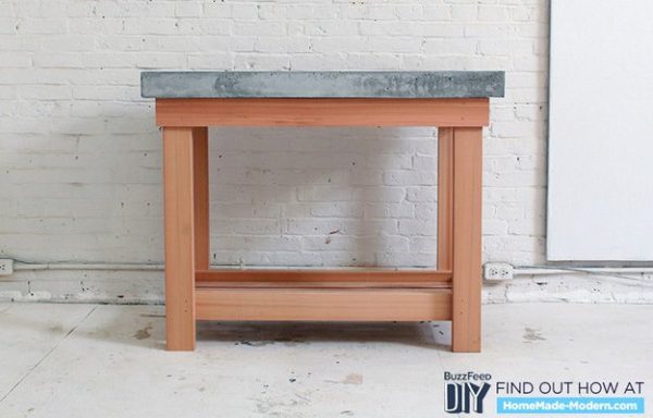 Seal the concrete to finish the top of the kitchen island