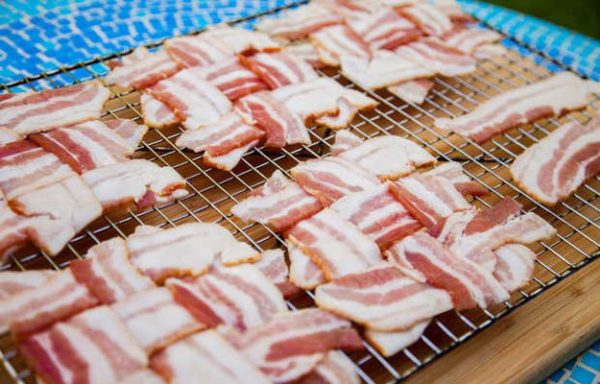 You can also cook your bacon weave pieces in an oven.
