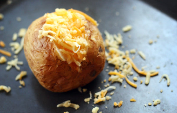 Use quick melt cheese in your baked potatoes before serving.
