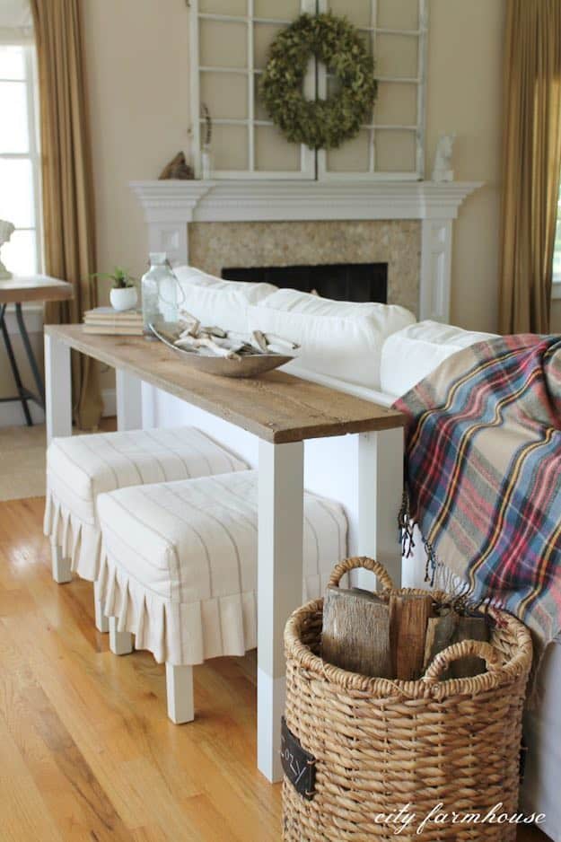 Sofa Table | 31 Super Cool DIY Reclaimed Wood Projects