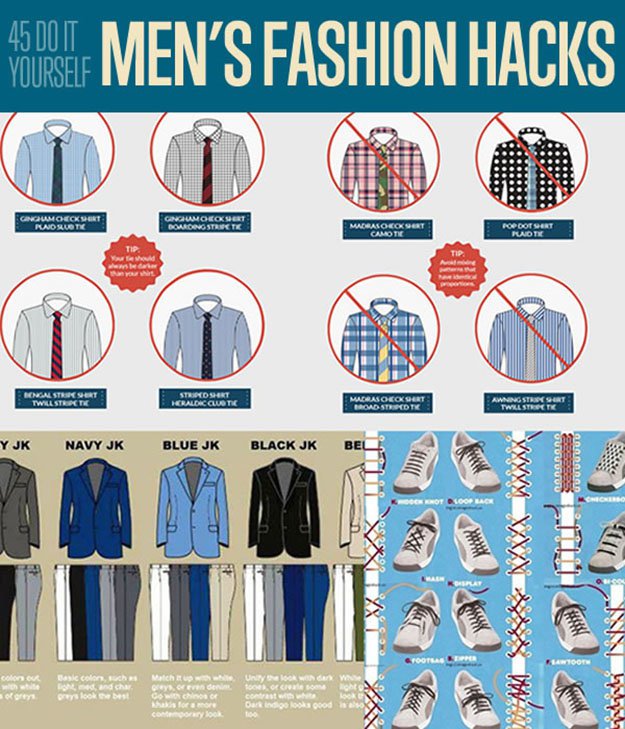45 DIY Men's Fashion Hacks| Fashion Tips for Men