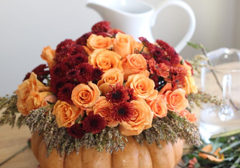 Add the Red Mums | thanksgiving table setting ideas