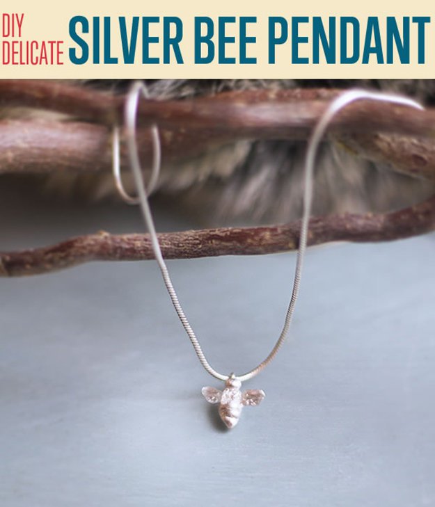 DIY Delicate Silver Bee Pendant | Polymer Clay Jewelry
