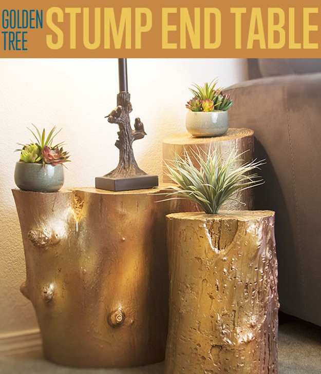 Golden Tree Stump End Table | How to Build a Table