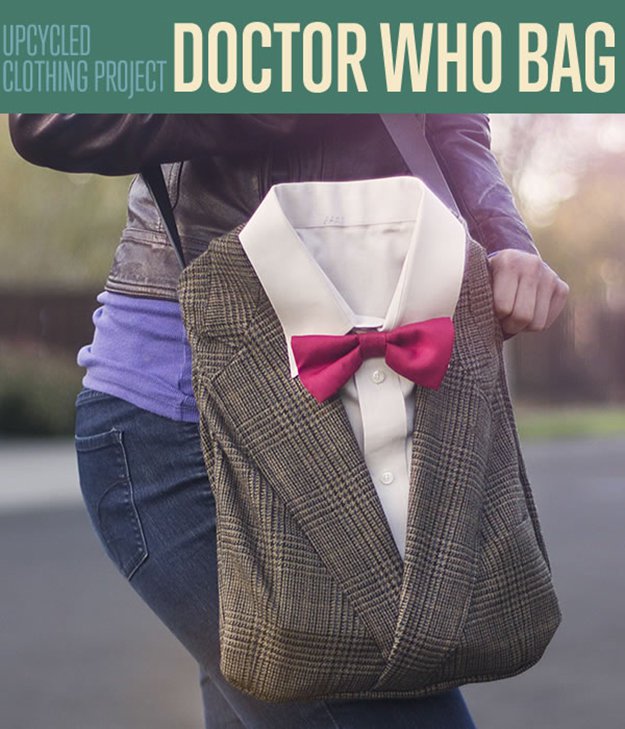 DIY Doctor Who Book Bag from Upcycled Clothing | Personalized Tote Bags