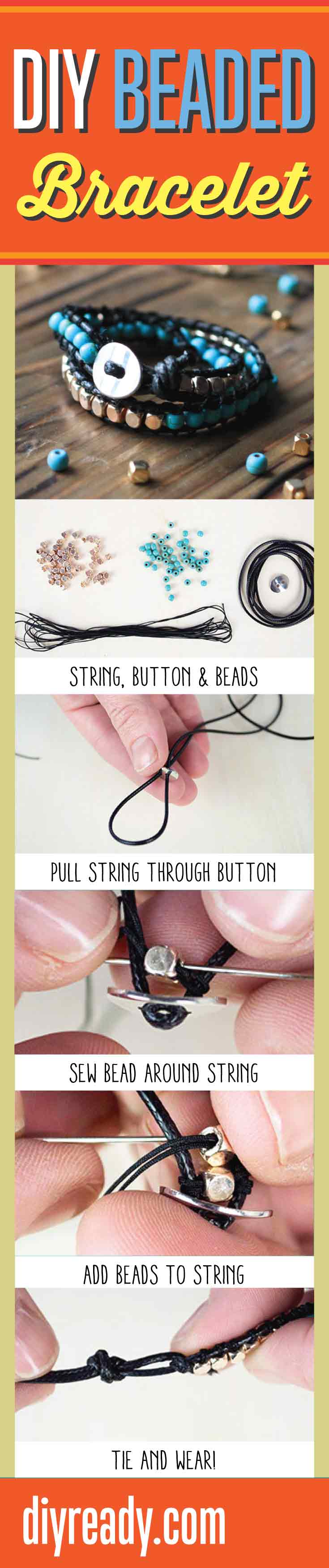 DIY Beaded Bracelet Tutorial | Step by Step Instructions for Easy DIY Jewelry Making by DIY Projects https://diyprojects.com/diy-beaded-bracelets/