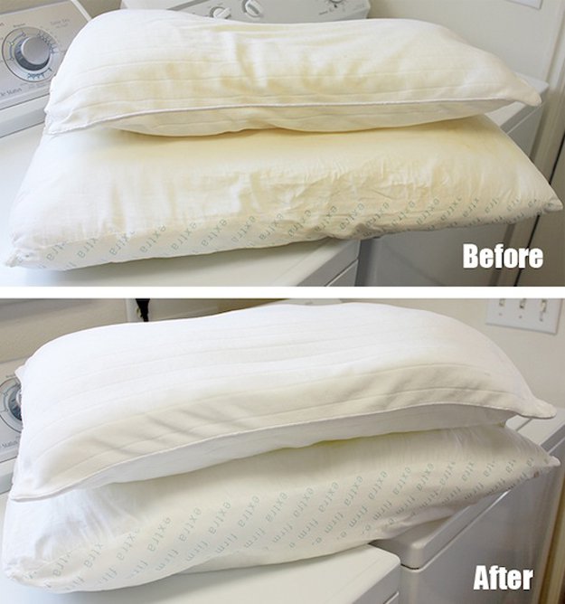 Wash pillows in hot water | 10-Minute Cleaning Hacks To Keep Your Home Sparkling