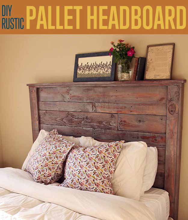  DIY Rustic Pallet Headboard | More Awesome Man Cave Ideas For Manly Crafts Lovers | cheap man cave ideas