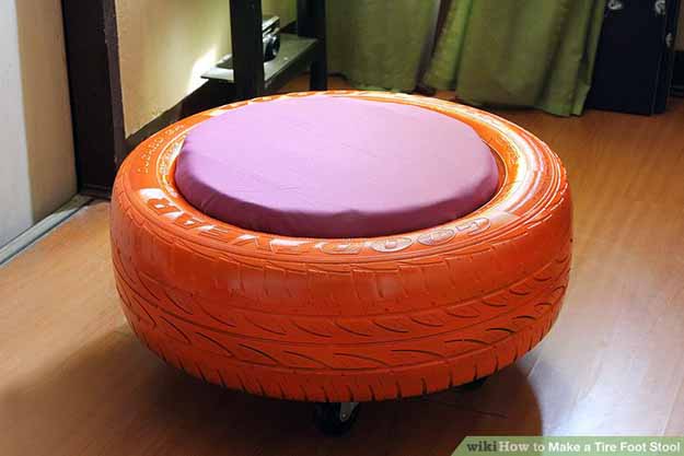 DIY Tire Foot Stool | More Awesome Man Cave Ideas For Manly Crafts Lovers | man cave ideas basement