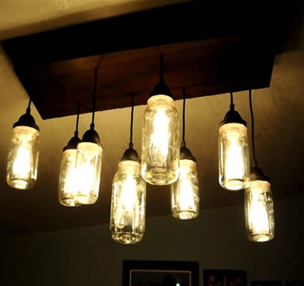  DIY Mason Jar Chandelier | More Awesome Man Cave Ideas For Manly Crafts Lovers | man cave ideas on a budget 