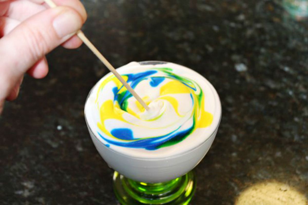 Mix food color and cream using toothpick | DIY Easter Egg Projects with Shaving Cream (Yup!)