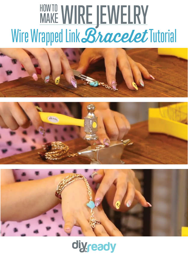 Copper Wire Jewelry Design Ideas | Make this cool chain link bracelet for festivals | DIY Jewelry by DIY Projects at https://diyprojects.com/how-to-make-wire-jewelry-copper-wire-jewelry-patterns