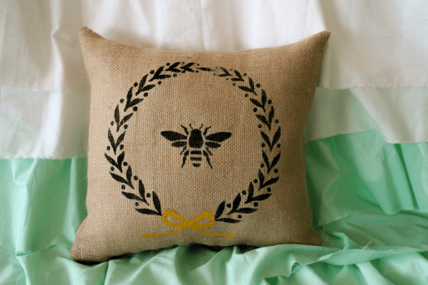 Learn to stencil and design your own pillows! Excellent tutorial at https://diyprojects.com/how-to-make-curtains-and-pillows-home-makeover-tutorial