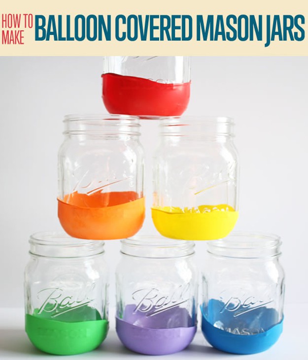 How to Make Balloon Covered Mason Jars |