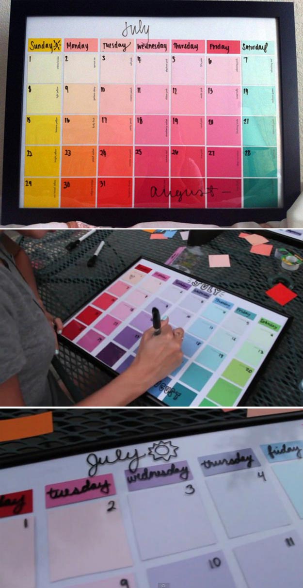 Paint Chip Calendar | DIY Projects for Teens Bedroom | creative bedroom decorating on budget