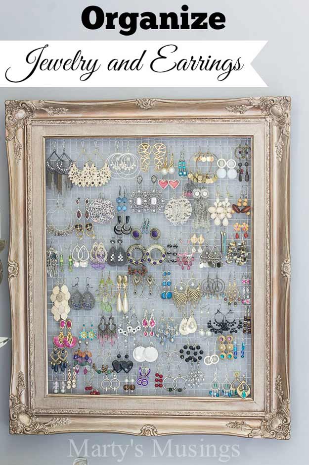 DIY Shabby Chic Decor DIY Framed Jewelry Organizer1