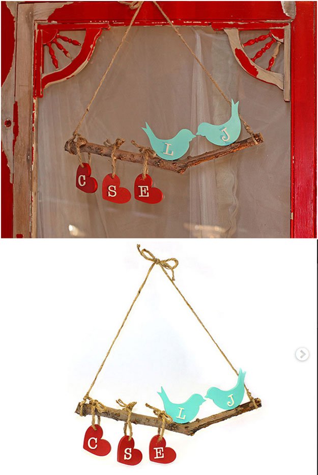 Lovebirds Family Wall Hanging | 20 DIY Shabby Chic Decor Ideas