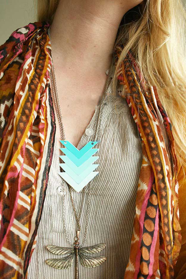 Ombre Paint Chip Chevron Necklace | 27 Easy DIY Projects for Teens Who Love to Craft