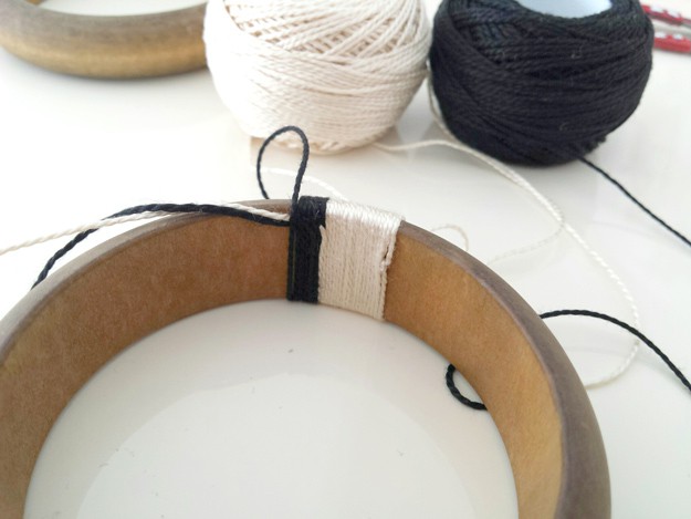 How to Make DIY Yarn Wrapped Bracelets | https://diyprojects.comhow-to-make-yarn-wrapped-diy-bracelet/