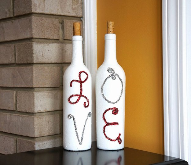 Painted Wine Bottles | Cool DIY Crafts to Make with Pipe Cleaners