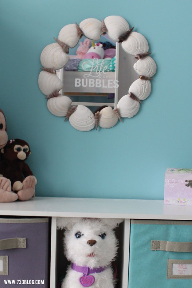 Life is the Bubbles Sea Shell Mirror | 15 DIY Teen Girl Room Ideas