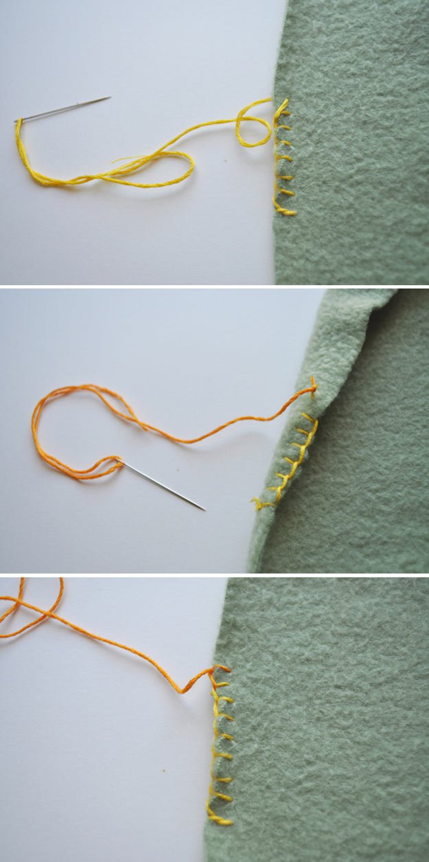 Steps on How to do a Blanket Stitch | https://diyprojects.com/how-to-blanket-stitch/