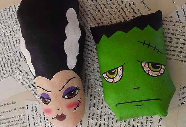 How to make a DIY Frankenstein doll - Step 11, check it out at https://diyprojects.com/halloween-arts-and-crafts-diy-mr-mrs-frankenstein-cloth-dolls