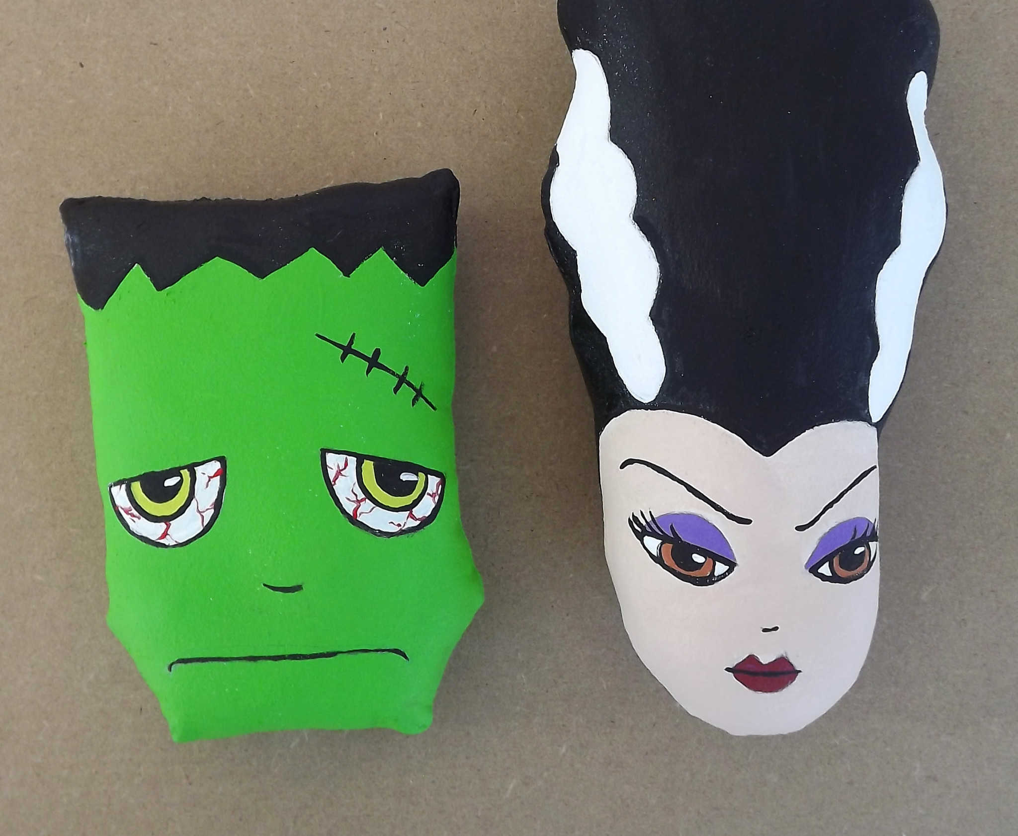 How to make a DIY Frankenstein doll - Step 9, check it out at https://diyprojects.com/halloween-arts-and-crafts-diy-mr-mrs-frankenstein-cloth-dolls