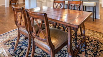 Rectangular brown wooden dining table and wooden chairs | How To Restore Furniture | how to refinish a table | Featured