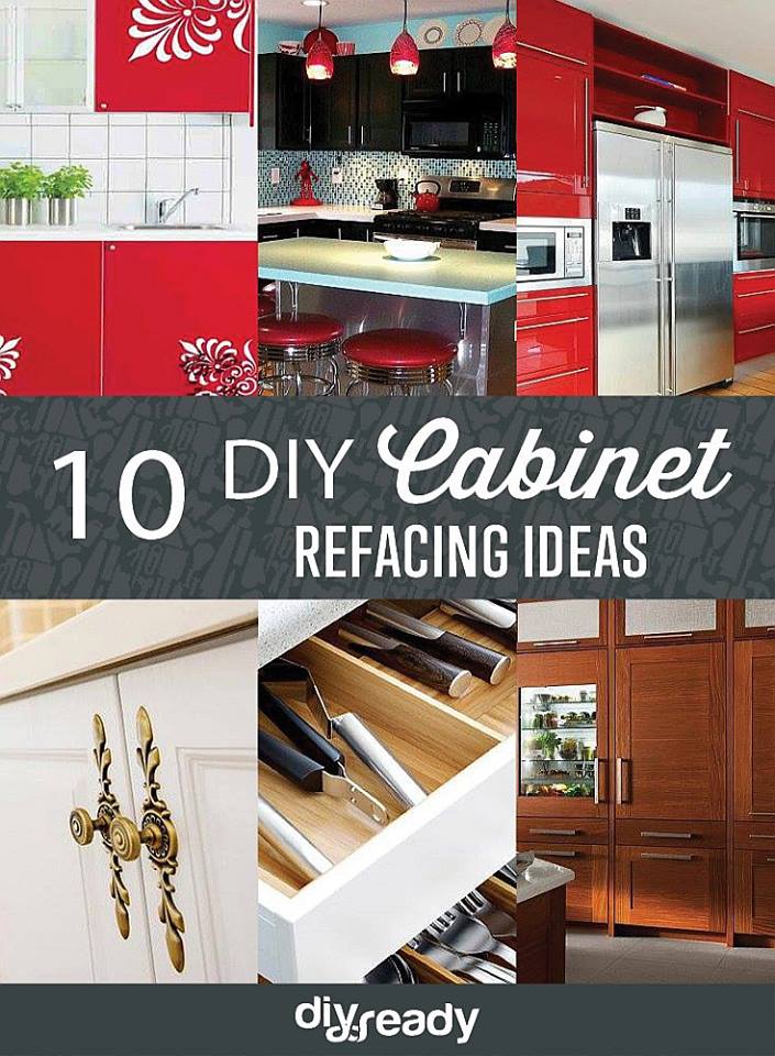 Change the look of your cabinets with these DIY Cabinet Refacing Ideas by DIY Projects at htt://diyprojects.com/10-diy-cabinet-refacing-ideas