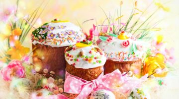 Feature | Spring Easter cakes with white icing and sugar decor on the table decorated in rustic style | Spring-tastic Easter Cake Ideas And Recipes