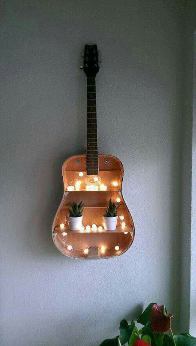 Guitar Shelf DIY Bedroom Projects for Men