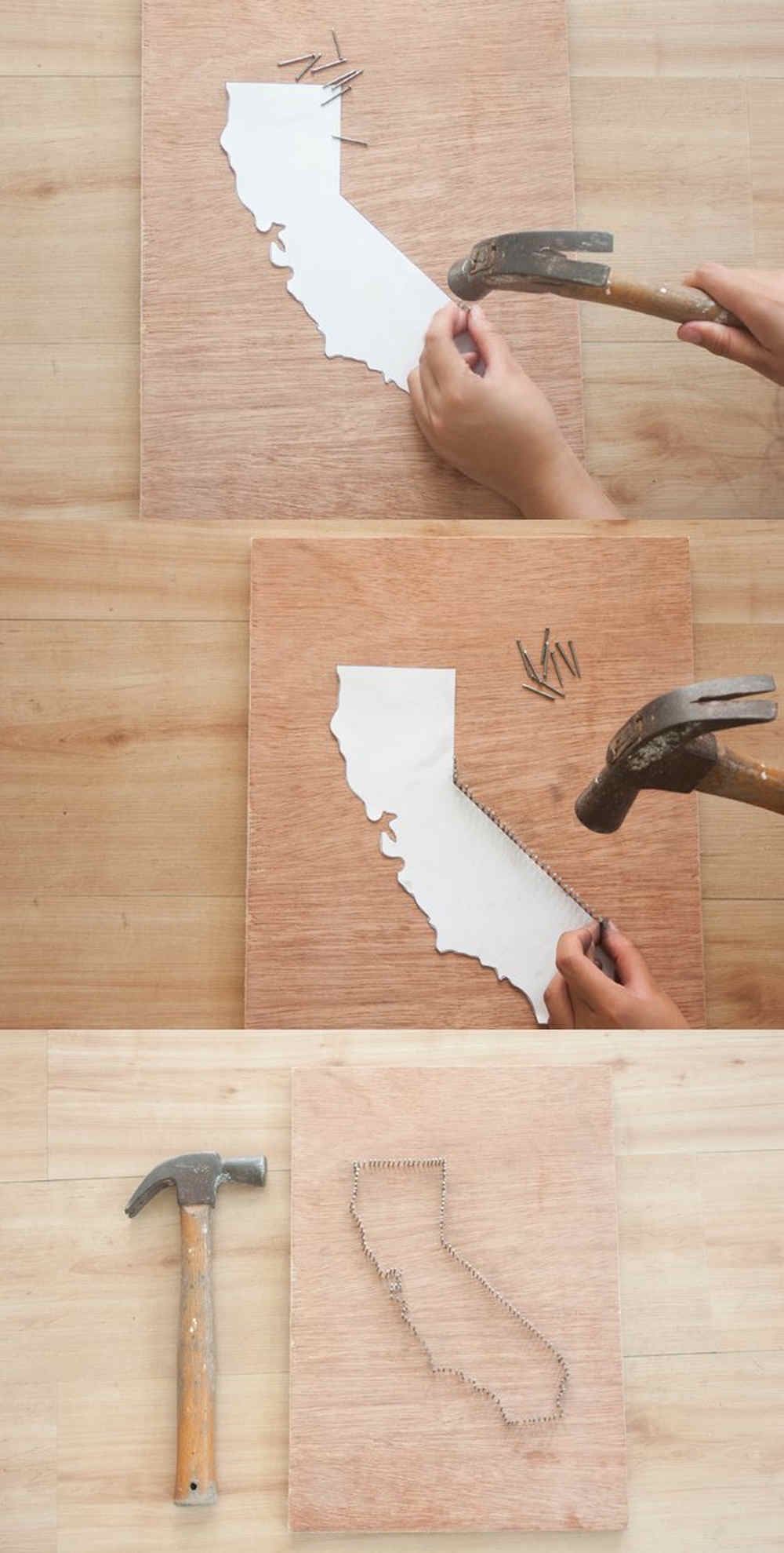 Line the Map with Nails | DIY String Art Tutorial | State Themed Wall Art