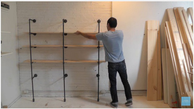 Assemble the iron pipe shelves|DIY Project: How to Make Iron Pipe Shelves