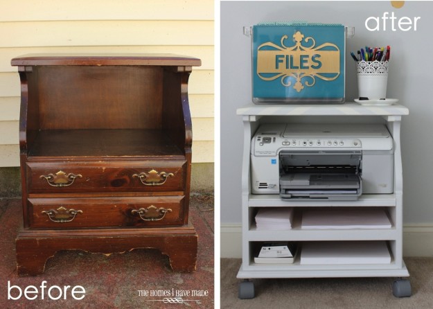 BEFORE AND AFTER - DIY Printer Cart From An Old Bedside Table | Upcycled Craft Project