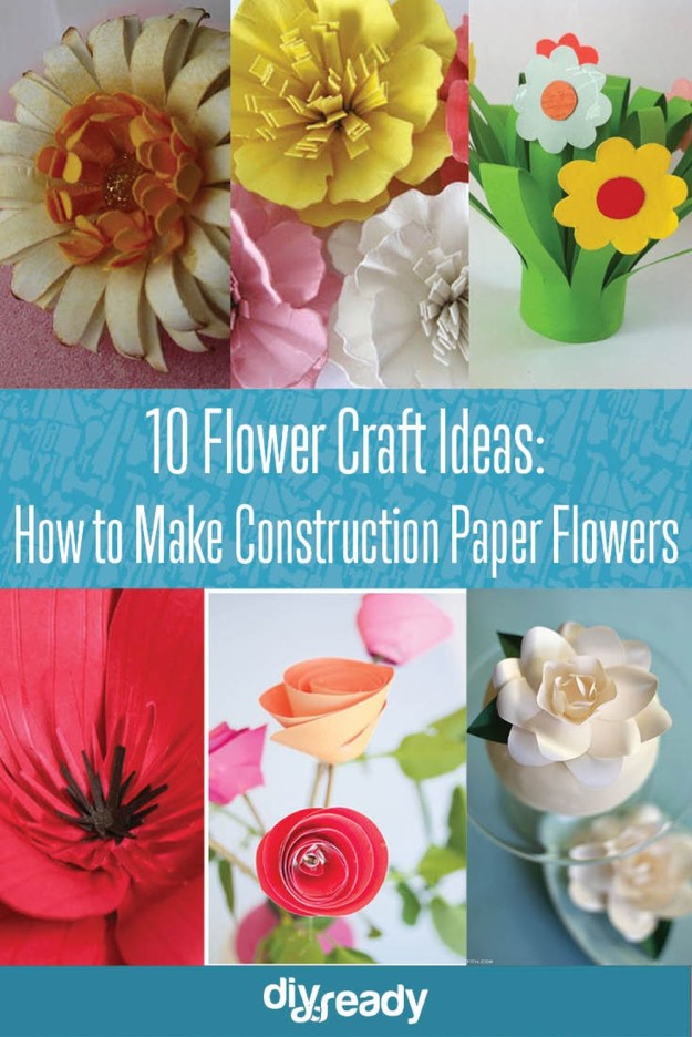 Construction Paper Flowers | DIY Flower Craft Ideas | https://diyprojects.com/construction-paper-flowers/