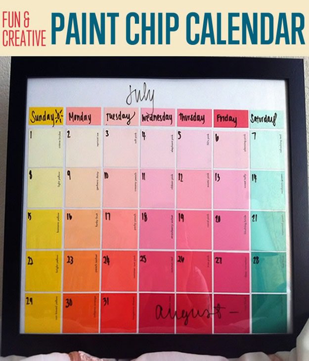 Paint Chip Calendar | 20 Easy Yet Amazingly Beautiful DIY Projects For Girls