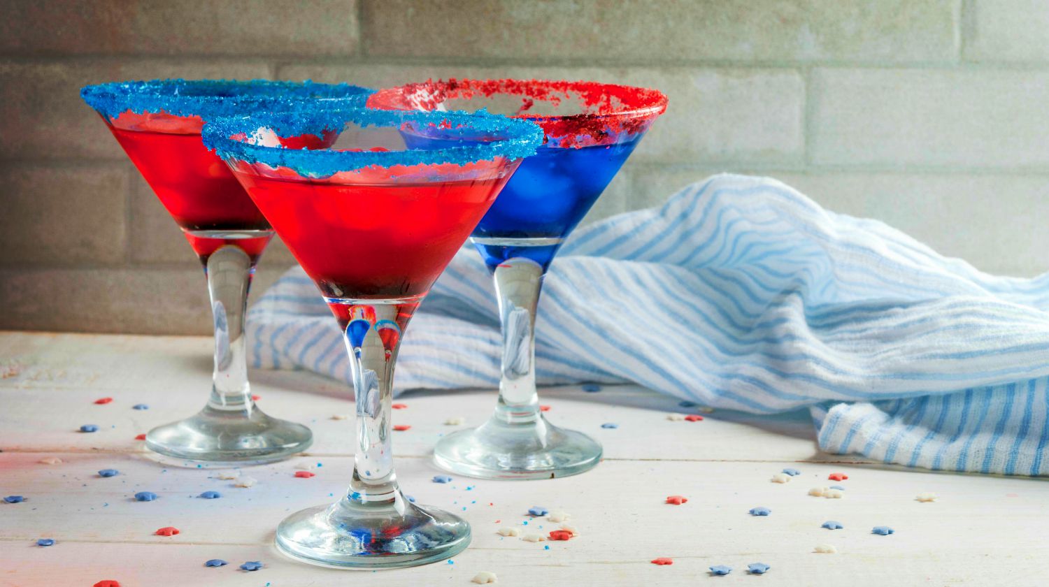 Feature | Homemade alcoholic cocktails, punch in traditional colors | DIY Cocktails For 4th Of July Party Ideas