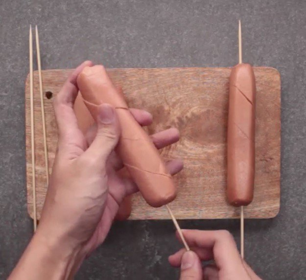 Hotdog Fireworks Homemade Recipe for 4th of July - step 2 - skewer