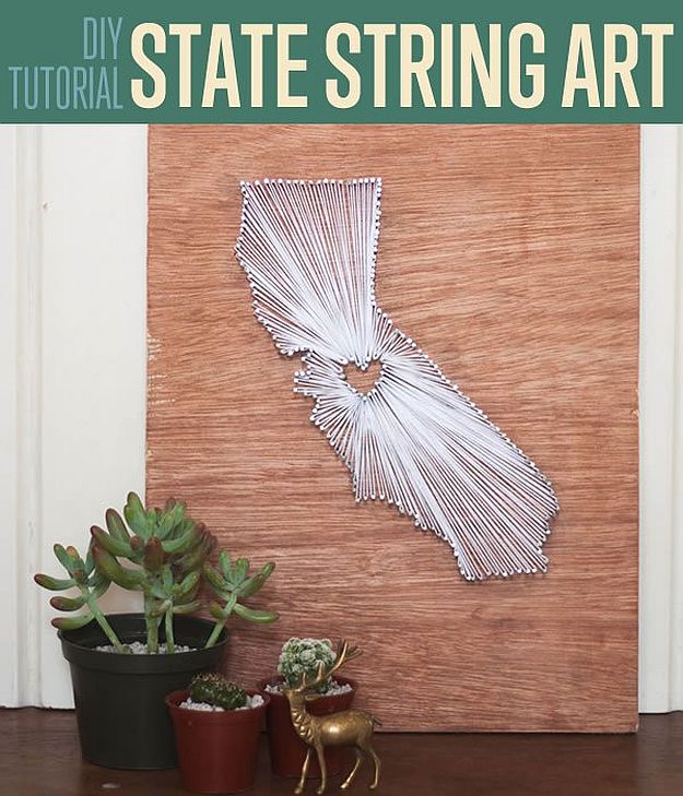DIY String State Wall Art | 25 Wall Decor Ideas To Reinvent The Look Of Your Home