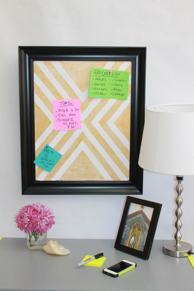 Feature Flawless: Post Up a Stylish DIY Corkboard yellow and white with black frame