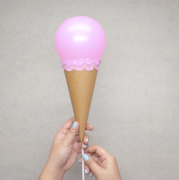 Ice Cream Cone Balloon Craft Step Ten
