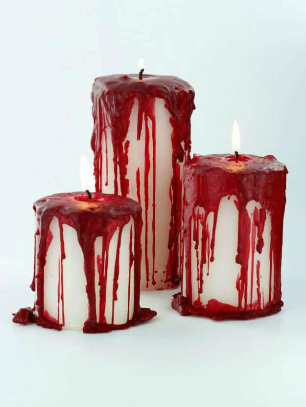 Creepy Bloody Pillar Candles | Breathtakingly Easy-to-Make DIY Halloween Decorations