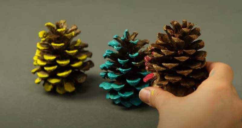 Brightly Painted Pine Cones Tropical | hawaiian holiday menu