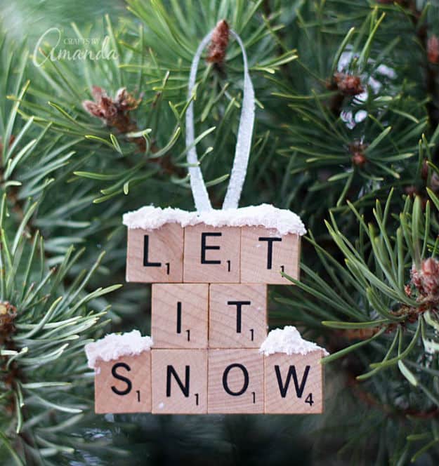 Let it Snow – Scrabble Tile Ornament | Easy DIY Christmas Ornaments For A Personalized Tree Decor